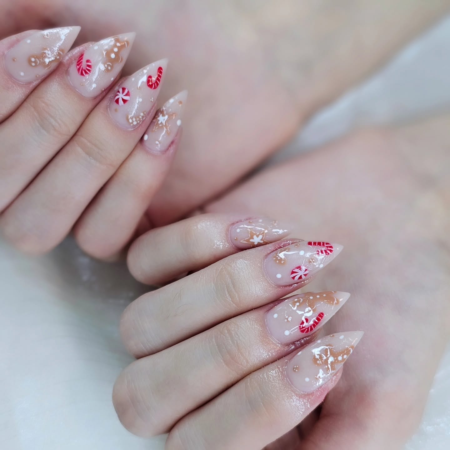 Soft pink floral manicure with glitter at EM Nails & Beauty Bar Edmonton